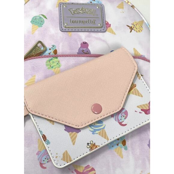 Loungefly Pokemon Ice Cream Mini Backpack Card Holder Wallet Set NWT main image 4